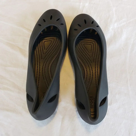 Crocs Kelli black round toe ballerina Flats 203954 Sz 9 - Picture 3 of 7
